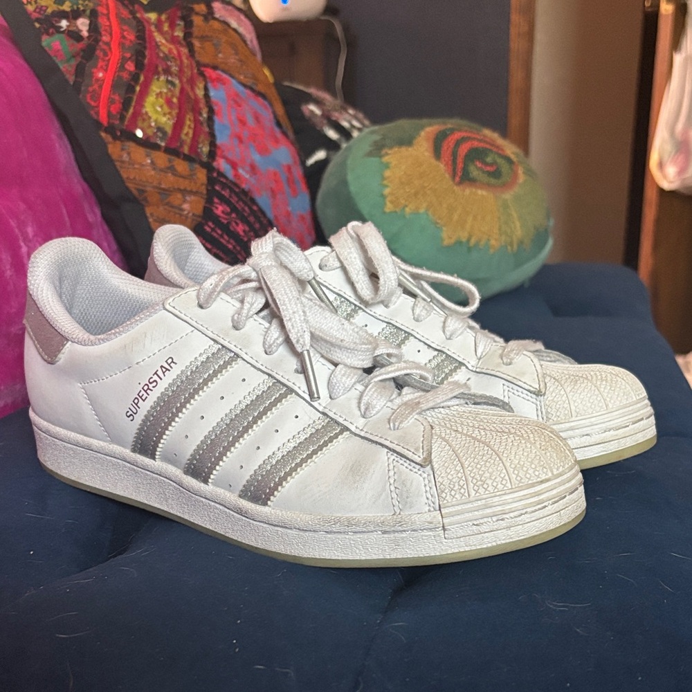 Adidas Superstar White with Metallic Stripes